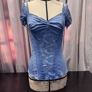 Ann Ferriday VTG Unworn Fairy Milkmaid Embroidered Silk, Cotton Lace Corset Top